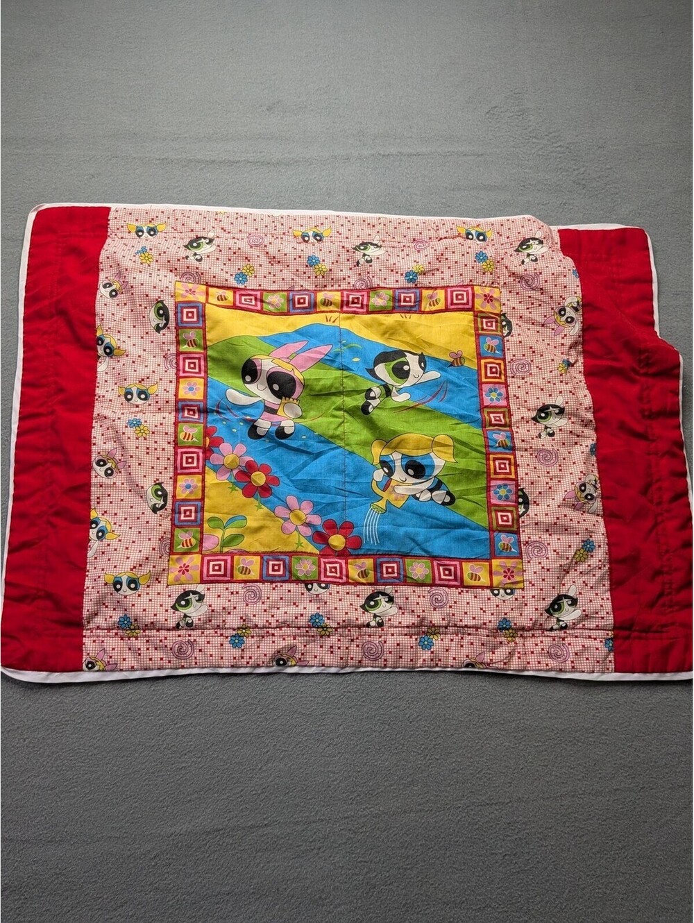 Powerpuff Girls Crib Duvet Cover Quilted Reversible Cotton Cartoon Multicolor